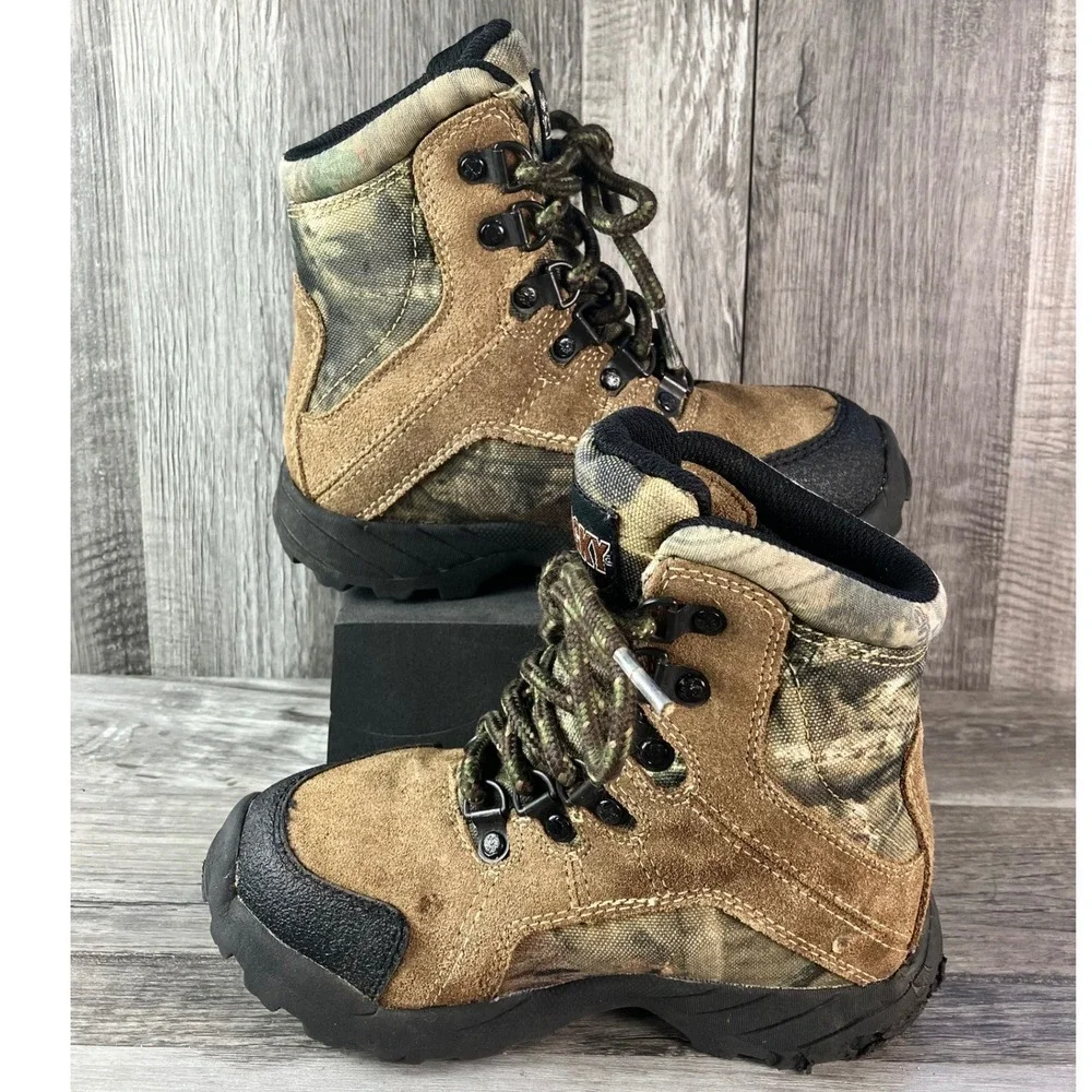 Rocky Kids Hunting Boots FQ0003710 Brown Camo Waterproof Size 11M